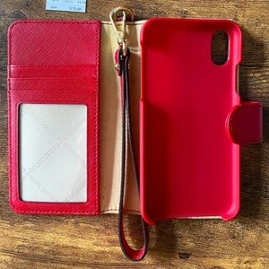 Michael Kors iPhone X case leather brandy/burgundy